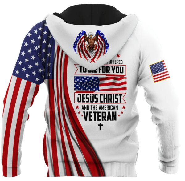 Jesus Christ And The American Veteran American Flag All Over Print 3D Shirt product photo 4