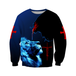 Jesus cross and lion 3d printed 3D Sweatshirt Black S