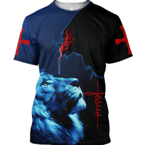 Jesus cross and lion 3d printed 3D T-Shirt Black S