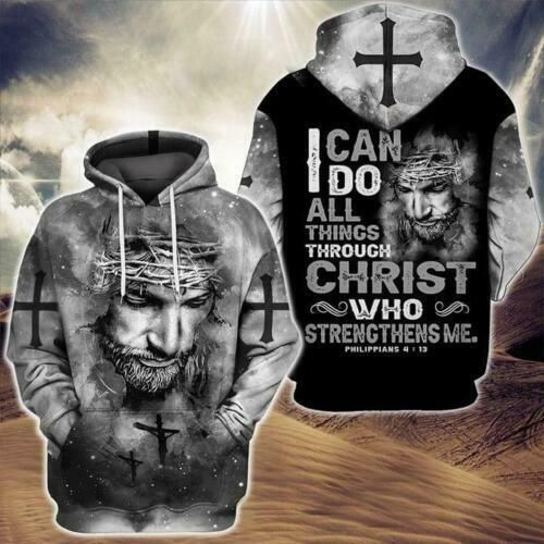 Jesus I Can Do All Things Through Christ 3D All Over Print Hoodie Style: 3D Hoodie, Color: Black