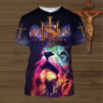 Jesus Is My Savior Jesus Lion Hoodie 3D All Over Print Shirt 3D T-Shirt Navy S
