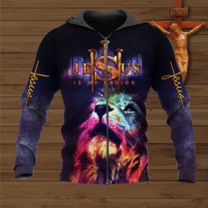Jesus Is My Savior Jesus Lion Hoodie 3D All Over Print Shirt 3D Zip Hoodie Navy S