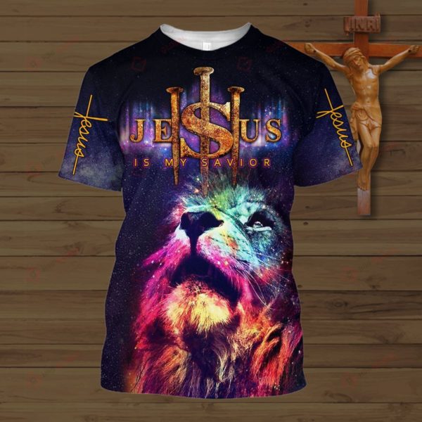 Jesus Is My Savior, The Lion Colorful Jesus 3D All Over Print Shirt Product Photo