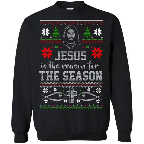 Jesus Is The Reason For The Season Christmas Sweatshirt Style: Sweatshirt, Color: Black