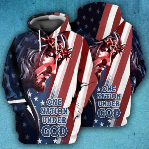 Jesus One Nation Under God All Over Print 3D Shirt 3D Hoodie Navy S