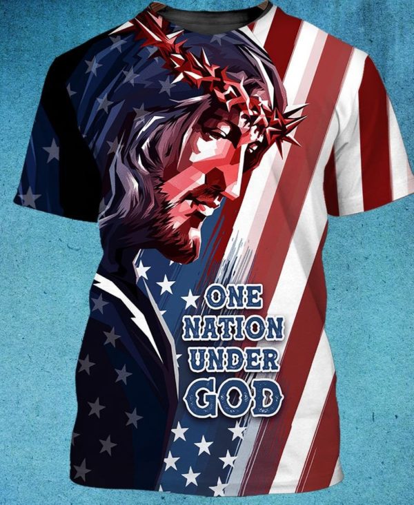 Jesus One Nation Under God All Over Print 3D Shirt 3D T-Shirt Navy S