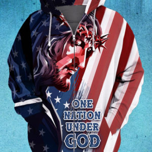 Jesus One Nation Under God All Over Print 3D Shirt 3D Zip Hoodie Navy S