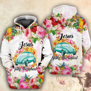 Jesus Take The Wheel Christmas Car All Over Print 3D Shirt 3D Hoodie Pink S