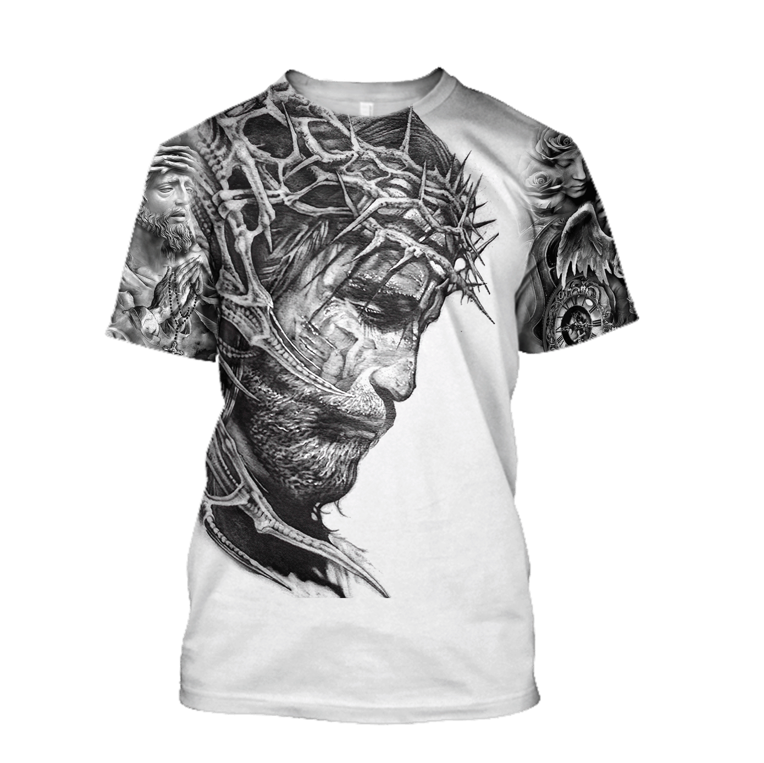 Jesus Tattoo 3D All Over Printed Shirts Style: 3D T-Shirt, Color: White