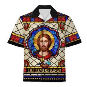 Jesus The King Of Kings Christmas Hawaii Shirt Short-Sleeve Hawaiian Shirt Blue S