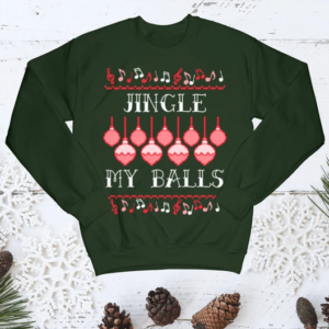 Jingle My Balls Pig Bauble Music Christmas Sweatshirt Sweatshirt Forest Green S