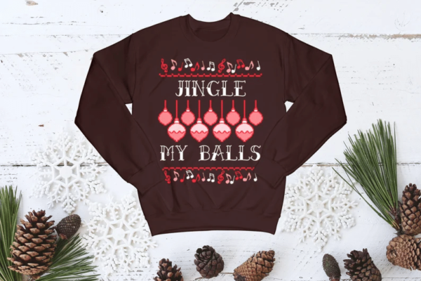 Jingle My Balls Pig Bauble Music Christmas Sweatshirt Sweatshirt Maroon S