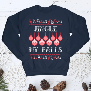 Jingle My Balls Pig Bauble Music Christmas Sweatshirt Sweatshirt Navy S