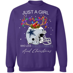Just A Girl Who Love Dallas Cowboys And Christmas Sweatshirt Sweatshirt Purple S