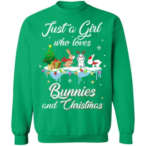 Just A Girl Who Loves Bunnies And Christmas Gift Christmas Tree T-Shirt Sweatshirt product photo 4