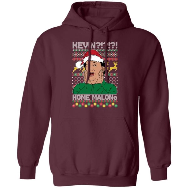 Kevin Home Malone Christmas Sweatshirt Pullover Hoodie Maroon S