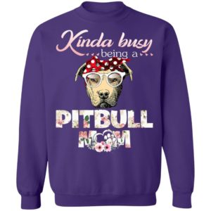 Kinda Busy Being A Pitbull Mom Christmas Sweatshirt Sweatshirt Purple S