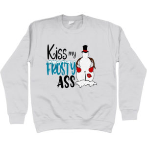 Kiss My Frosty Ass Snowman Christmas Sweatshirt Hoodie Ash S