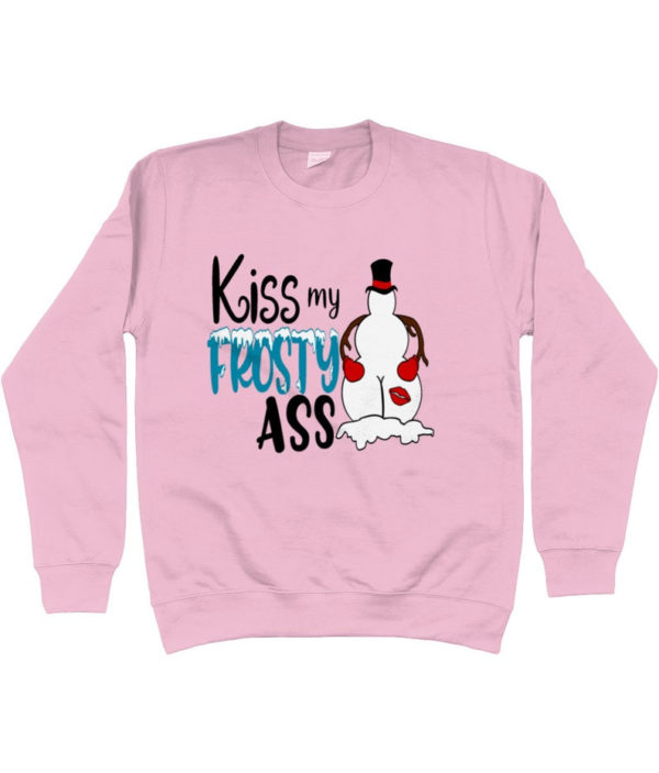 Kiss My Frosty Ass Snowman Christmas Sweatshirt Hoodie Pink S
