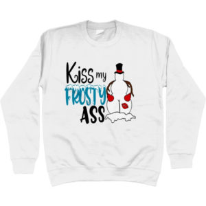 Kiss My Frosty Ass Snowman Christmas Sweatshirt Hoodie White S