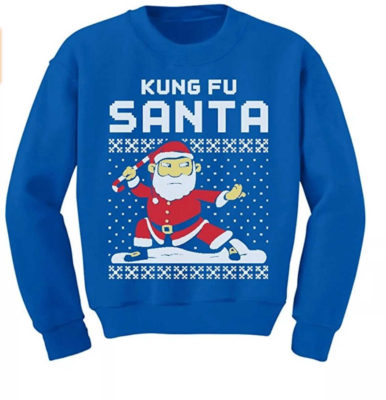 Kung Fu Santa Funny Christmas Sweater Style: AOP Sweater, Color: Royal