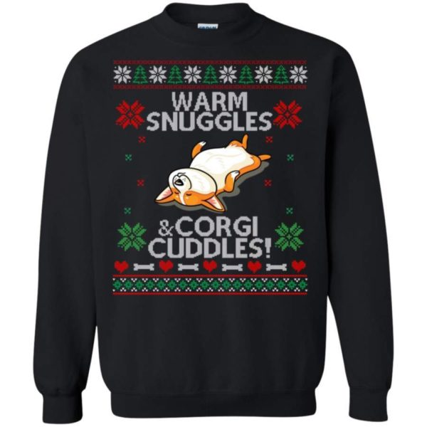 Lazy Corgi Warm Snuggles and Cute Cuddles! Christmas Sweatshirt Sweatshirt Black S