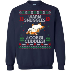 Lazy Corgi Warm Snuggles and Cute Cuddles! Christmas Sweatshirt Sweatshirt Navy S