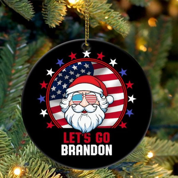 Let's Go Brandon 2021 Santa Circle Ornament Circle Ornament Black 1-pack