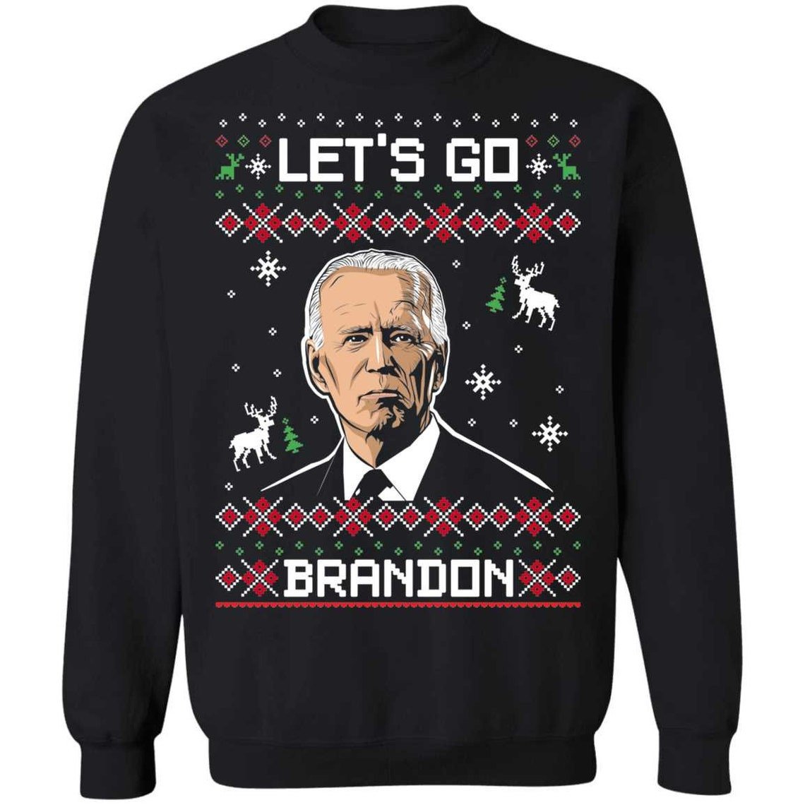 Let's Go Brandon Biden Christmas Crewneck Sweatshirt Style: Sweatshirt, Color: Black