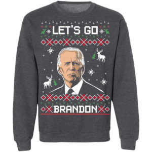 Let's Go Brandon Biden Christmas Crewneck Sweatshirt Sweatshirt Dark Heather S