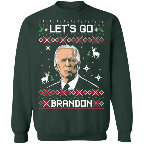 Let's Go Brandon Biden Christmas Crewneck Sweatshirt Sweatshirt Forest Green S