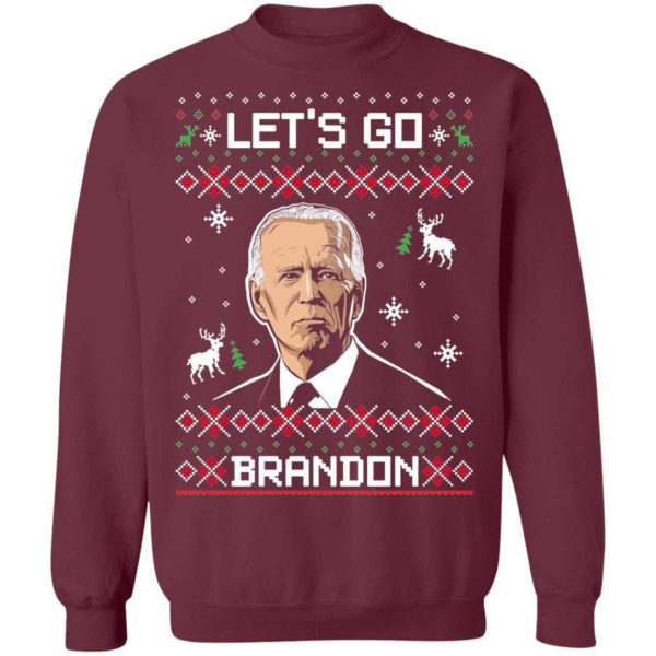 Let's Go Brandon Biden Christmas Crewneck Sweatshirt Sweatshirt Maroon S