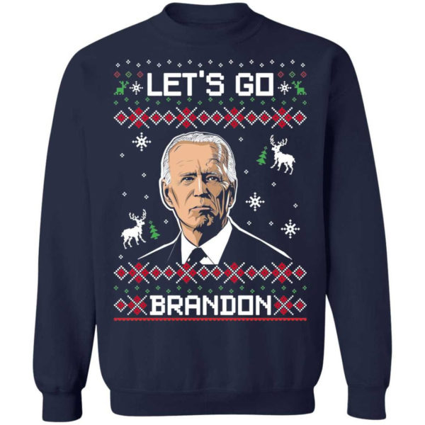 Let's Go Brandon Biden Christmas Crewneck Sweatshirt Sweatshirt Navy S