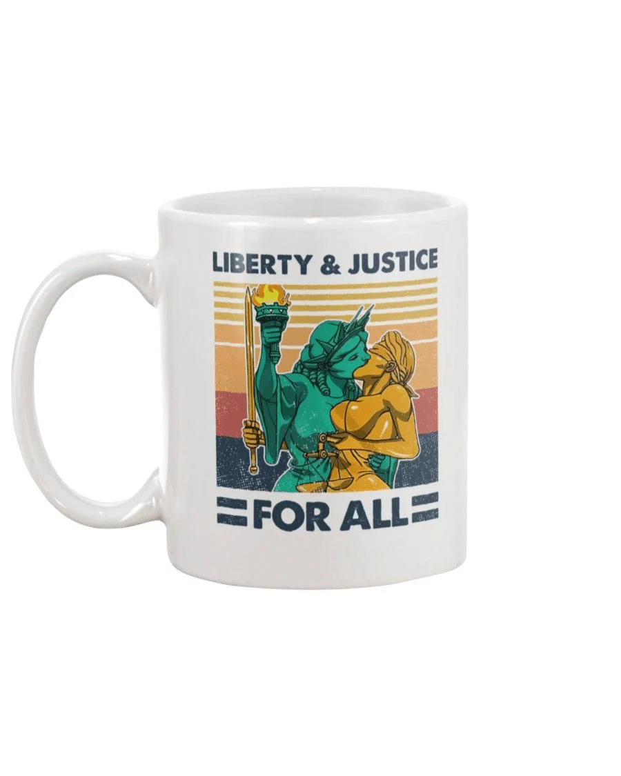 LGBT Liberty And Justice For All Mug Color: White, Size: Ceramic Mug 11oz