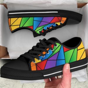 LGBT Rainbow Mosaic Black Canvas Low Top Shoes product photo 1