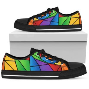LGBT Rainbow Mosaic Black Canvas Low Top Shoes product photo 2
