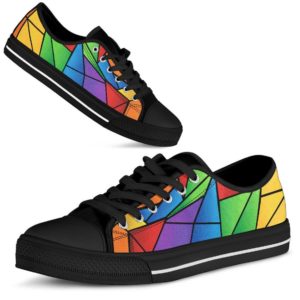 LGBT Rainbow Mosaic Black Canvas Low Top Shoes product photo 3