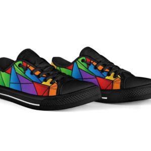LGBT Rainbow Mosaic Black Canvas Low Top Shoes product photo 4