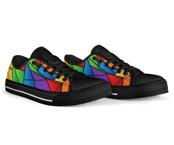 LGBT Rainbow Mosaic Black Canvas Low Top Shoes product photo 4