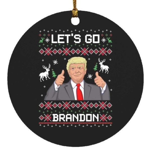 Like Christmas Let's Go Brandon Trump Circle Ornament Circle Ornament Black 1-pack