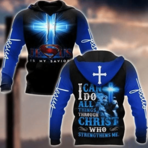 Lion Jesus Is My Savior I Can Do All Things Through Christ 3D All Over Print Hoodie Zip Hoodie 3D Hoodie Blue S