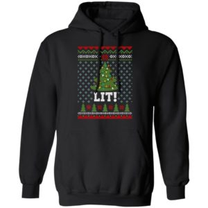 Lit Christmas Tree Christmas Shirt Pullover Hoodie Black S