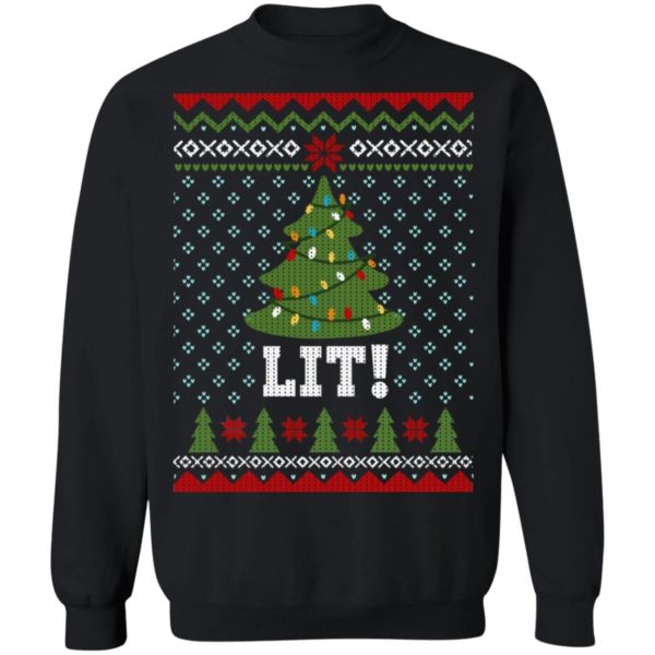 Lit Christmas Tree Christmas Shirt Sweatshirt Black S