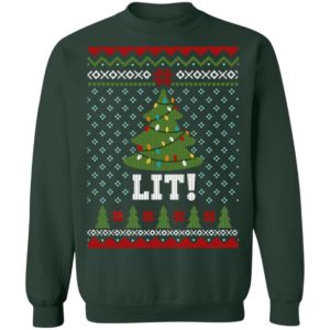 Lit Christmas Tree Christmas Shirt Sweatshirt Forest Green S