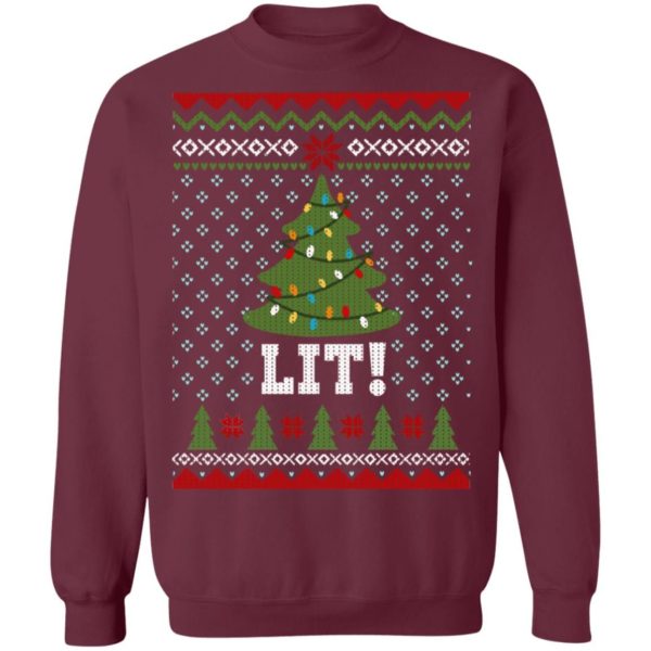 Lit Christmas Tree Christmas Shirt Sweatshirt Maroon S