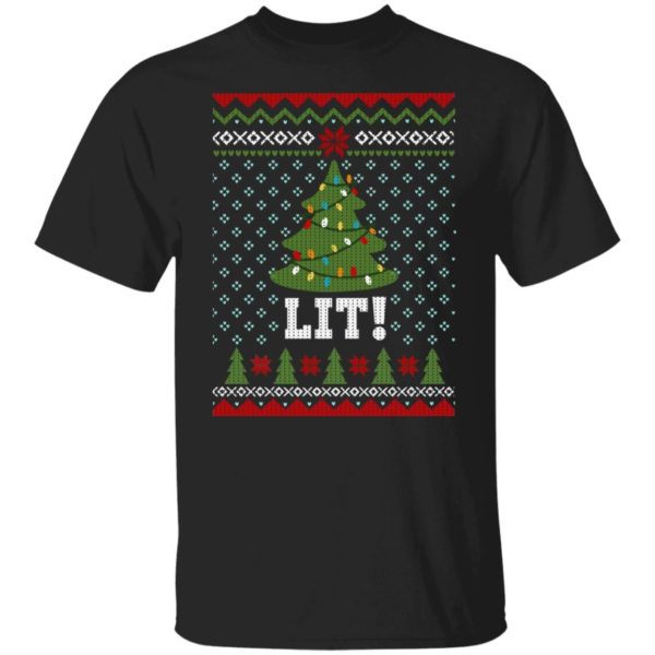 Lit Christmas Tree Christmas Shirt T-Shirt Black S