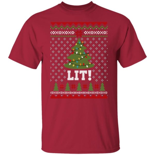 Lit Christmas Tree Christmas Shirt T-Shirt Cardinal S