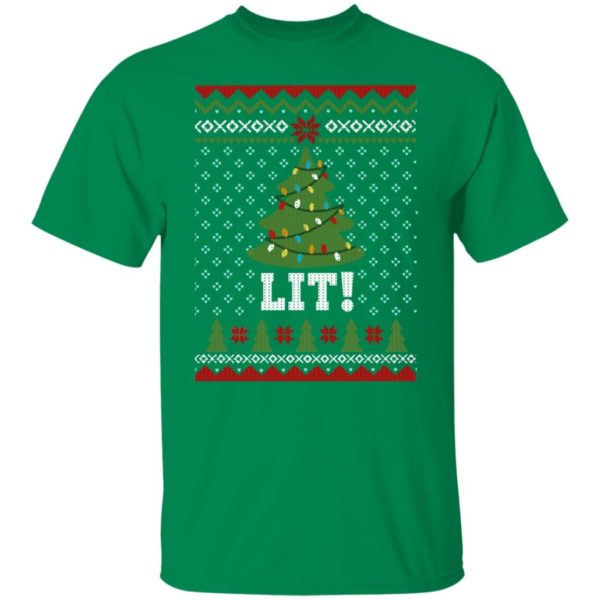Lit Christmas Tree Christmas Shirt T-Shirt Turf Green S