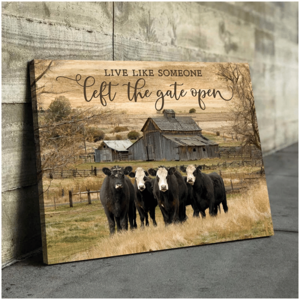 Live Like Someone Left The Gate Open Cows Canvas Wall Art product photo 3