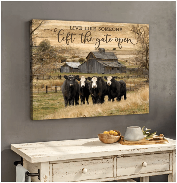 Live Like Someone Left The Gate Open Cows Canvas Wall Art product photo 4